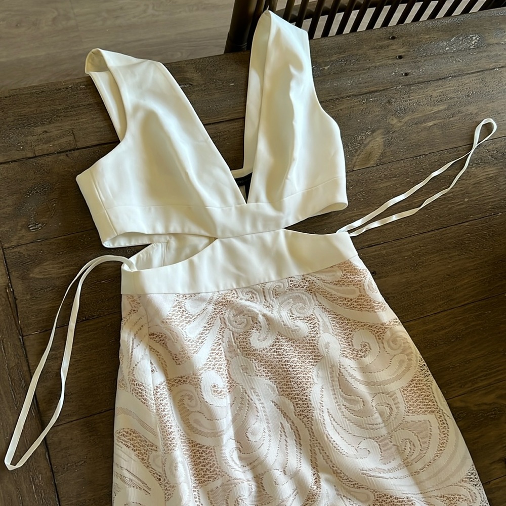 BCBG white lace maxi dress